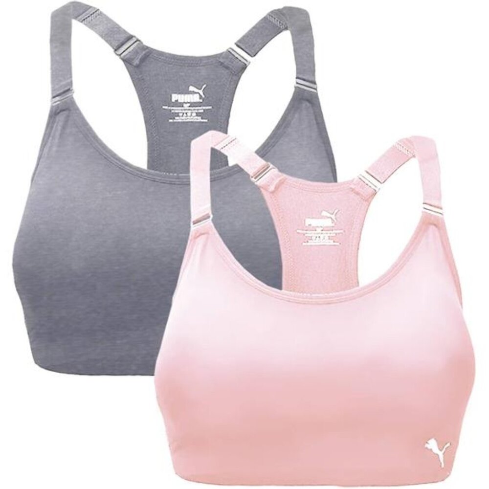 PUMA Womens Removable Cups Racerback Sports Bra 3 Pack (Pastel Purple, X-Small)